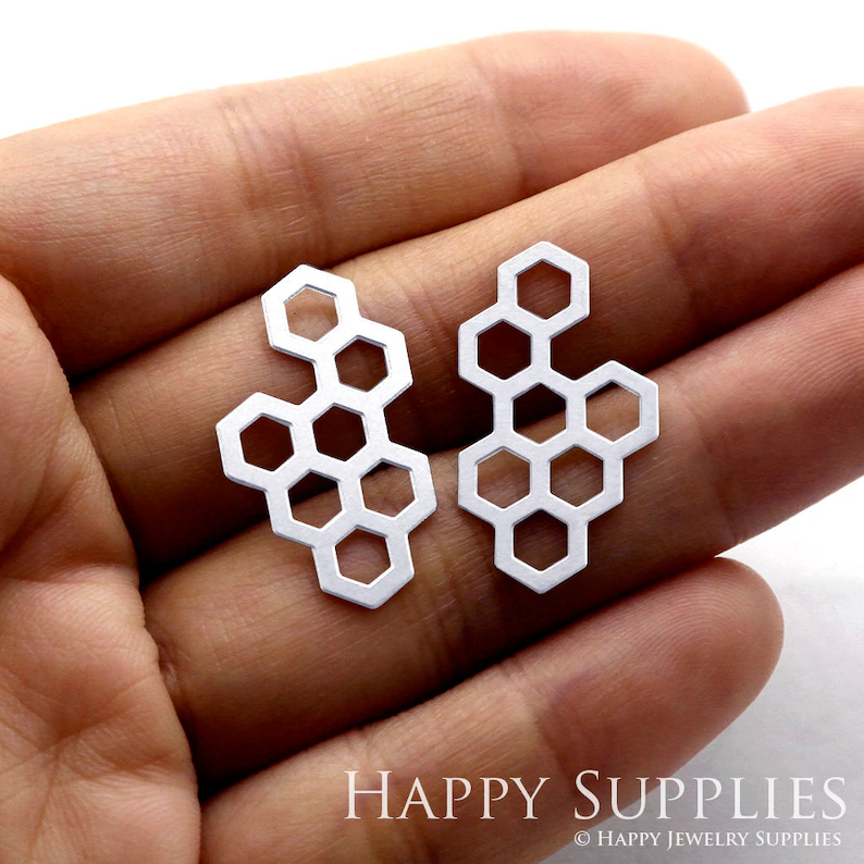Stainless Steel Jewelry Charms, Raw Brass Charms, Honeycomb Charms, Earrings Findings, Stainless Steel Silver Jewelry Pendants, Brass Jewelry Findings, Stainless Steel Pendants Jewelry Wholesale (D016)