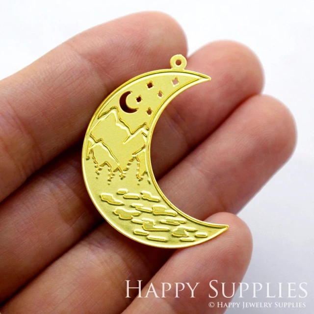 Stainless Steel Jewelry Charms, Raw Brass Charms, Moon Charms, Earrings Findings, Stainless Steel Silver Jewelry Pendants, Brass Jewelry Findings, Stainless Steel Pendants Jewelry Wholesale (D1350)