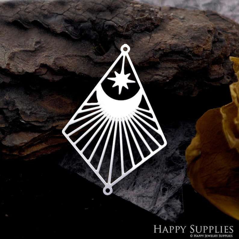 Stainless Steel Jewelry Charms, Raw Brass Charms, Diamond Charms, Earrings Findings, Stainless Steel Silver Jewelry Pendants, Brass Jewelry Findings, Stainless Steel Pendants Jewelry Wholesale (D2012)