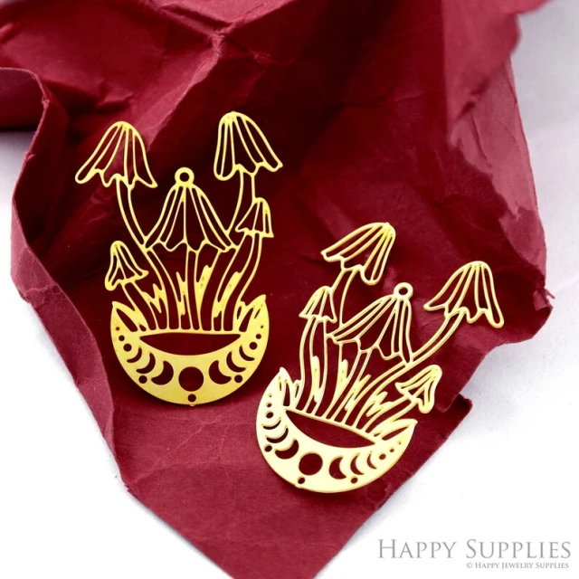 Stainless Steel Jewelry Charms, Raw Brass Charms, Mushroom Charms, Earrings Findings, Stainless Steel Silver Jewelry Pendants, Brass Jewelry Findings, Stainless Steel Pendants Jewelry Wholesale (D2353)