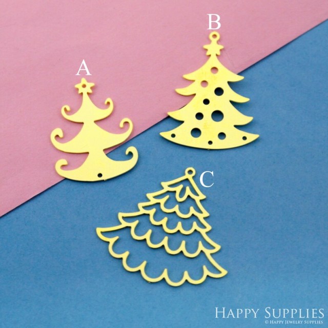 Stainless Steel Jewelry Charms, Raw Brass Charms, Christmas Tree Charms, Earrings Findings, Stainless Steel Silver Jewelry Pendants, Brass Jewelry Findings, Stainless Steel Pendants Jewelry Wholesale (D2460)