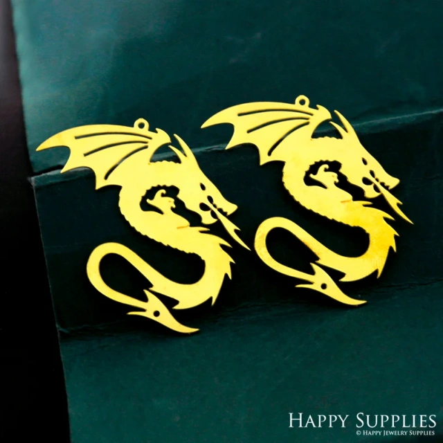 Stainless Steel Jewelry Charms, Raw Brass Charms, Dragon Charms, Earrings Findings, Stainless Steel Silver Jewelry Pendants, Brass Jewelry Findings, Stainless Steel Pendants Jewelry Wholesale (D2592)