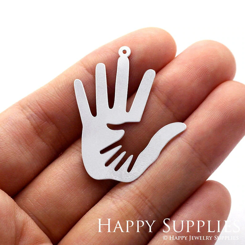 Stainless Steel Jewelry Charms, Raw Brass Charms, Hand Charms, Earrings Findings, Stainless Steel Silver Jewelry Pendants, Brass Jewelry Findings, Stainless Steel Pendants Jewelry Wholesale (D835)