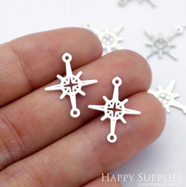 Stainless Steel Jewelry Charms, Star Geometric Stainless Steel Earring Charms, Stainless Steel Silver Jewelry Pendants, Stainless Steel Silver Jewelry Findings, Stainless Steel Pendants Jewelry Wholesale (D1686)