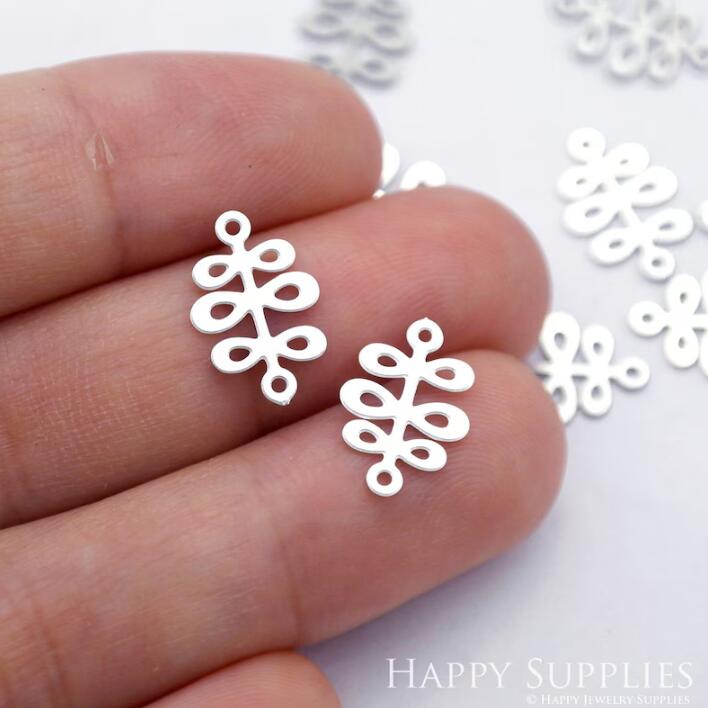 Stainless Steel Jewelry Charms, Leaf Geometric Stainless Steel Earring Charms, Stainless Steel Silver Jewelry Pendants, Stainless Steel Silver Jewelry Findings, Stainless Steel Pendants Jewelry Wholesale (D1697)