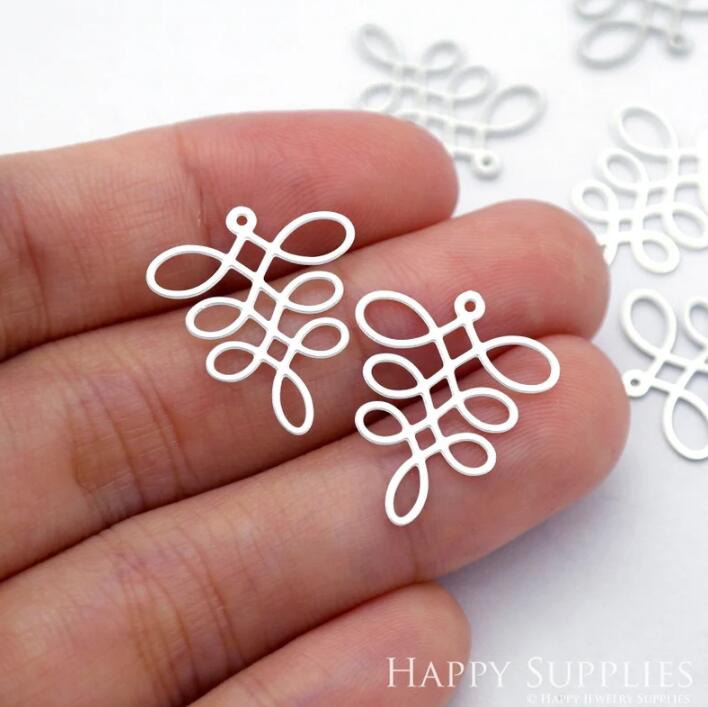 Stainless Steel Jewelry Charms, Leaves Geometric Stainless Steel Earring Charms, Stainless Steel Silver Jewelry Pendants, Stainless Steel Silver Jewelry Findings, Stainless Steel Pendants Jewelry Wholesale (D1709)
