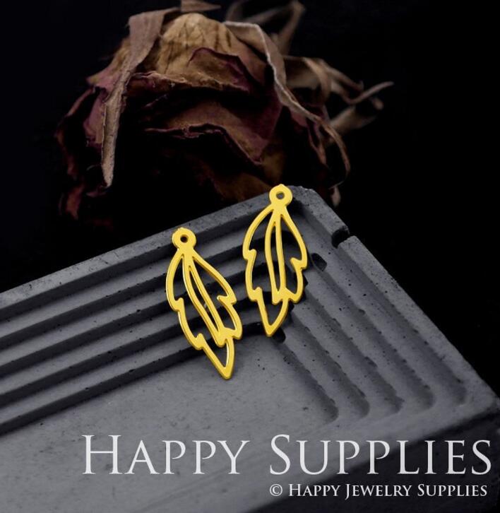Stainless Steel Jewelry Charms, Leaf Geometric Stainless Steel Earring Charms, Stainless Steel Silver Jewelry Pendants, Stainless Steel Silver Jewelry Findings, Stainless Steel Pendants Jewelry Wholesale (D546)