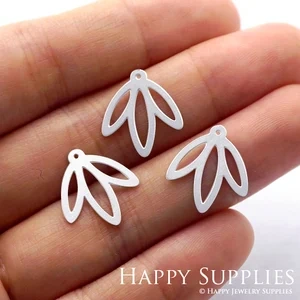 Stainless Steel Jewelry Charms, Lotus Leaf Geometric Stainless Steel Earring Charms, Stainless Steel Silver Jewelry Pendants, Stainless Steel Silver Jewelry Findings, Stainless Steel Pendants Jewelry Wholesale (D456)
