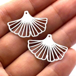 Stainless Steel Jewelry Charms, Apricot Leaf Stainless Steel Earring Charms, Stainless Steel Silver Jewelry Pendants, Stainless Steel Silver Jewelry Findings, Stainless Steel Pendants Jewelry Wholesale (D700)