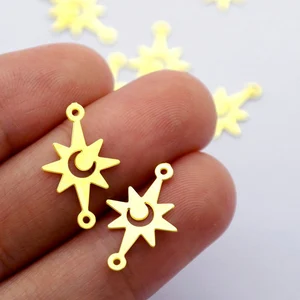 Stainless Steel Jewelry Charms, Star Geometric Stainless Steel Earring Charms, Stainless Steel Silver Jewelry Pendants, Stainless Steel Silver Jewelry Findings, Stainless Steel Pendants Jewelry Wholesale (D1699)