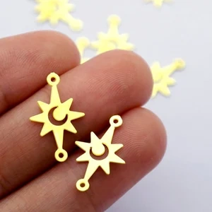 Stainless Steel Jewelry Charms, Star Geometric Stainless Steel Earring Charms, Stainless Steel Silver Jewelry Pendants, Stainless Steel Silver Jewelry Findings, Stainless Steel Pendants Jewelry Wholesale (D1699)
