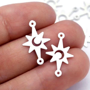 Stainless Steel Jewelry Charms, Star Geometric Stainless Steel Earring Charms, Stainless Steel Silver Jewelry Pendants, Stainless Steel Silver Jewelry Findings, Stainless Steel Pendants Jewelry Wholesale (D1699)