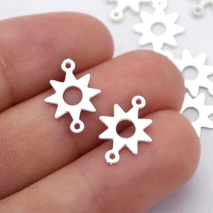 Stainless Steel Jewelry Charms, Star Geometric Stainless Steel Earring Charms, Stainless Steel Silver Jewelry Pendants, Stainless Steel Silver Jewelry Findings, Stainless Steel Pendants Jewelry Wholesale (D1680)