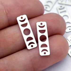 Stainless Steel Jewelry Charms, Moon phase Geometric Stainless Steel Earring Charms, Stainless Steel Silver Jewelry Pendants, Stainless Steel Silver Jewelry Findings, Stainless Steel Pendants Jewelry Wholesale (D1679)
