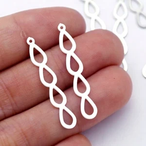 Stainless Steel Jewelry Charms, Drop Geometry Stainless Steel Earring Charms, Stainless Steel Silver Jewelry Pendants, Stainless Steel Silver Jewelry Findings, Stainless Steel Pendants Jewelry Wholesale (D1671)