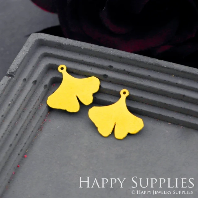 Stainless Steel Jewelry Charms, Ginkgo Leaf Geometric Stainless Steel Earring Charms, Stainless Steel Silver Jewelry Pendants, Stainless Steel Silver Jewelry Findings, Stainless Steel Pendants Jewelry Wholesale (D616)