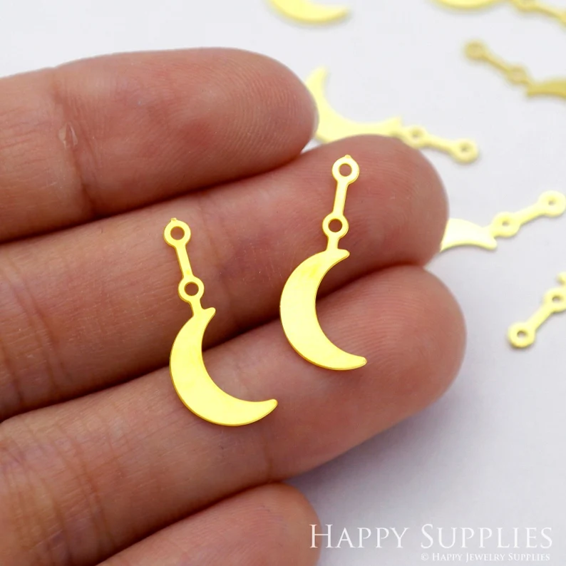 Stainless Steel Jewelry Charms, Moon Geometric Stainless Steel Earring Charms, Stainless Steel Silver Jewelry Pendants, Stainless Steel Silver Jewelry Findings, Stainless Steel Pendants Jewelry Wholesale (D1957)