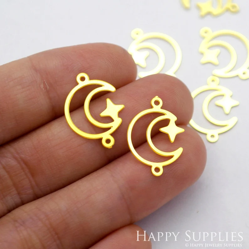 Stainless Steel Jewelry Charms, Moon Geometric Stainless Steel Earring Charms, Stainless Steel Silver Jewelry Pendants, Stainless Steel Silver Jewelry Findings, Stainless Steel Pendants Jewelry Wholesale (D1964)