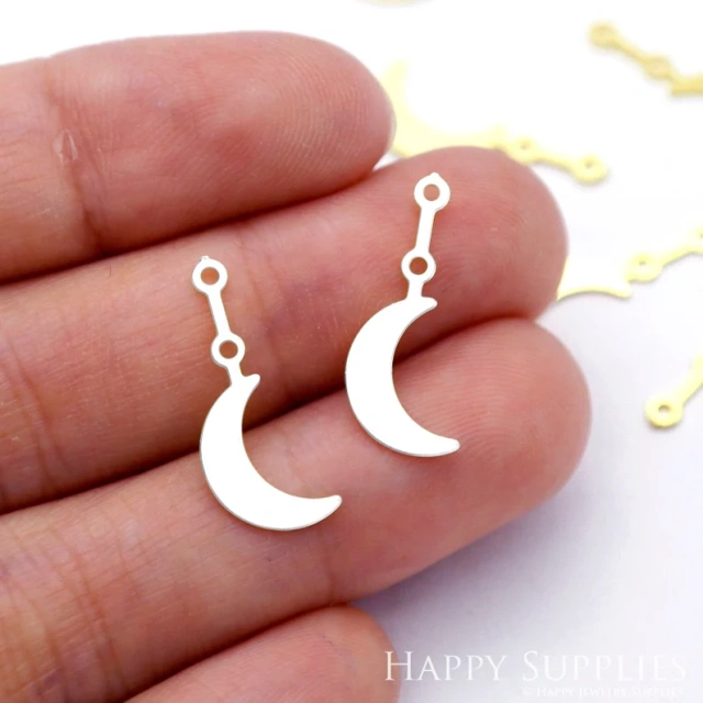 Stainless Steel Jewelry Charms, Moon Geometric Stainless Steel Earring Charms, Stainless Steel Silver Jewelry Pendants, Stainless Steel Silver Jewelry Findings, Stainless Steel Pendants Jewelry Wholesale (D1957)