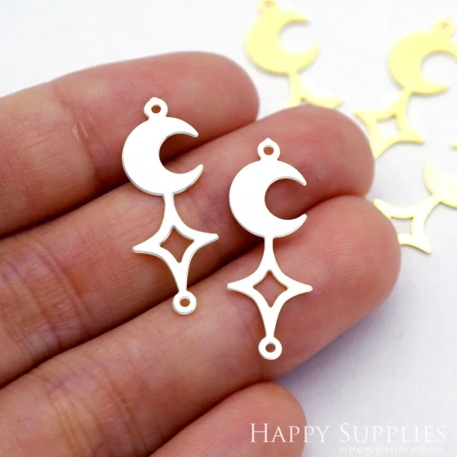 Stainless Steel Jewelry Charms, Star Geometric Stainless Steel Earring Charms, Stainless Steel Silver Jewelry Pendants, Stainless Steel Silver Jewelry Findings, Stainless Steel Pendants Jewelry Wholesale (D1962)