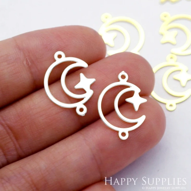 Stainless Steel Jewelry Charms, Moon Geometric Stainless Steel Earring Charms, Stainless Steel Silver Jewelry Pendants, Stainless Steel Silver Jewelry Findings, Stainless Steel Pendants Jewelry Wholesale (D1964)