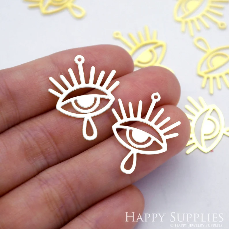 Stainless Steel Jewelry Charms, Eye Geometric Stainless Steel Earring Charms, Stainless Steel Silver Jewelry Pendants, Stainless Steel Silver Jewelry Findings, Stainless Steel Pendants Jewelry Wholesale (D1965)