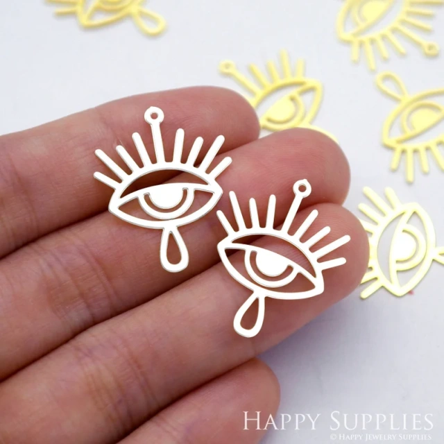 Stainless Steel Jewelry Charms, Eye Geometric Stainless Steel Earring Charms, Stainless Steel Silver Jewelry Pendants, Stainless Steel Silver Jewelry Findings, Stainless Steel Pendants Jewelry Wholesale (D1965)