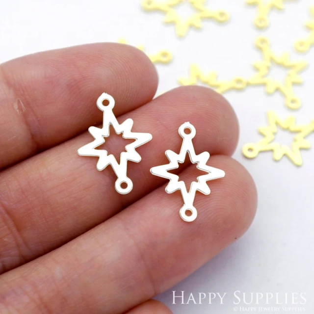 Stainless Steel Jewelry Charms, Star Geometric Stainless Steel Earring Charms, Stainless Steel Silver Jewelry Pendants, Stainless Steel Silver Jewelry Findings, Stainless Steel Pendants Jewelry Wholesale (D1940)