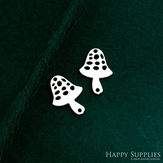 Stainless Steel Jewelry Charms, Mushrooms Stainless Steel Earring Charms, Stainless Steel Silver Jewelry Pendants, Stainless Steel Silver Jewelry Findings, Stainless Steel Pendants Jewelry Wholesale (D2386)