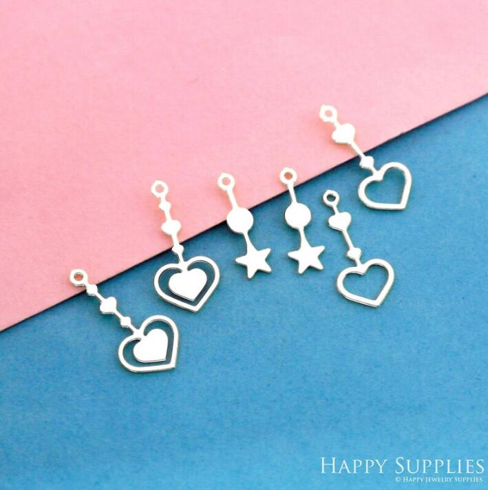 Stainless Steel Jewelry Charms, Stars Stainless Steel Earring Charms, Stainless Steel Silver Jewelry Pendants, Stainless Steel Silver Jewelry Findings, Stainless Steel Pendants Jewelry Wholesale (D2483)