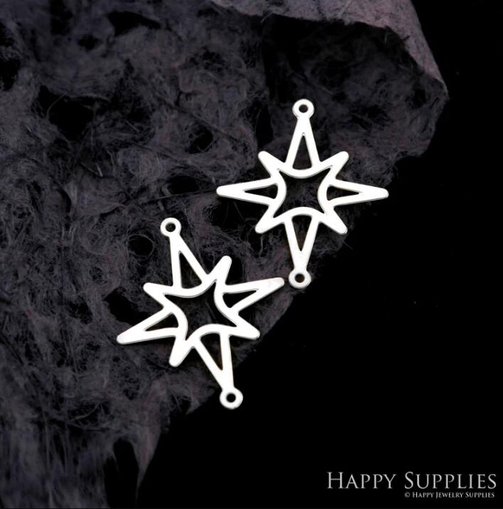 Stainless Steel Jewelry Charms, Star Stainless Steel Earring Charms, Stainless Steel Silver Jewelry Pendants, Stainless Steel Silver Jewelry Findings, Stainless Steel Pendants Jewelry Wholesale (D2109)