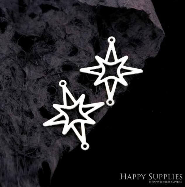 Stainless Steel Jewelry Charms, Star Stainless Steel Earring Charms, Stainless Steel Silver Jewelry Pendants, Stainless Steel Silver Jewelry Findings, Stainless Steel Pendants Jewelry Wholesale (D2109)