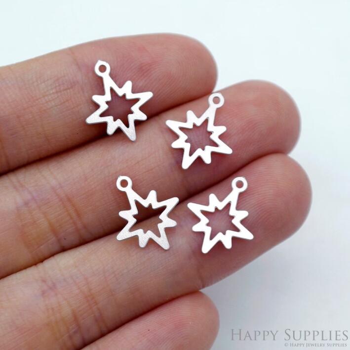 Stainless Steel Jewelry Charms, Star Stainless Steel Earring Charms, Stainless Steel Silver Jewelry Pendants, Stainless Steel Silver Jewelry Findings, Stainless Steel Pendants Jewelry Wholesale (D2474)