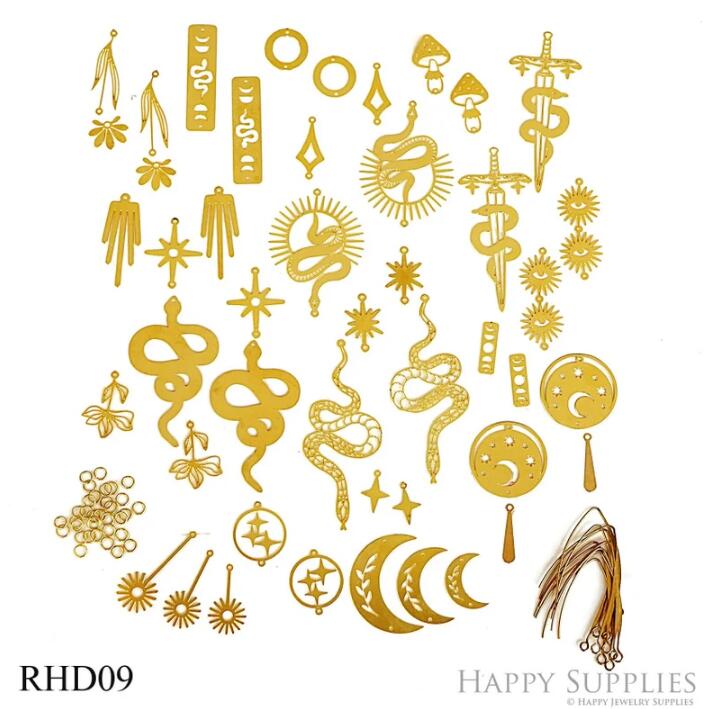 46pcs(1set) Bulk Charms Raw Brass Earring Charm, Brass Jewelry Charms, Eyes Raw Brass Earring Charms, Brass Jewelry Pendants, Raw Brass Jewelry Findings, Brass Pendants Jewelry Wholesale (RHD009)