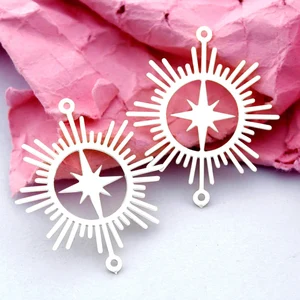 Stainless Steel Jewelry Charms, Star Stainless Steel Earring Charms, Stainless Steel Silver Jewelry Pendants, Stainless Steel Silver Jewelry Findings, Stainless Steel Pendants Jewelry Wholesale (D2158)
