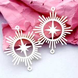 Stainless Steel Jewelry Charms, Star Stainless Steel Earring Charms, Stainless Steel Silver Jewelry Pendants, Stainless Steel Silver Jewelry Findings, Stainless Steel Pendants Jewelry Wholesale (D2158)