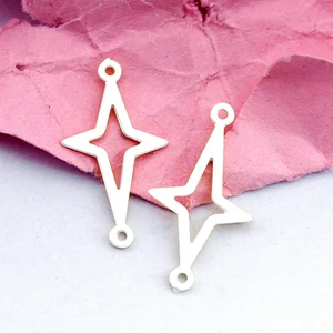 Stainless Steel Jewelry Charms, Star Stainless Steel Earring Charms, Stainless Steel Silver Jewelry Pendants, Stainless Steel Silver Jewelry Findings, Stainless Steel Pendants Jewelry Wholesale (D2175)