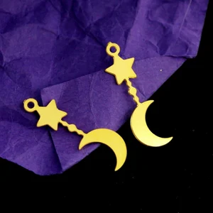Stainless Steel Jewelry Charms, Moon Stainless Steel Earring Charms, Stainless Steel Silver Jewelry Pendants, Stainless Steel Silver Jewelry Findings, Stainless Steel Pendants Jewelry Wholesale (D2210)