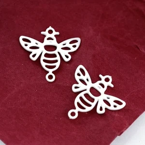 Stainless Steel Jewelry Charms, Bee Stainless Steel Earring Charms, Stainless Steel Silver Jewelry Pendants, Stainless Steel Silver Jewelry Findings, Stainless Steel Pendants Jewelry Wholesale (D2274)