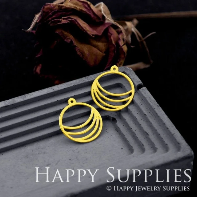 Stainless Steel Jewelry Charms, Round Stainless Steel Earring Charms, Stainless Steel Silver Jewelry Pendants, Stainless Steel Silver Jewelry Findings, Stainless Steel Pendants Jewelry Wholesale (D544)