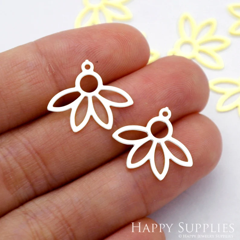 Stainless Steel Jewelry Charms, Flower Stainless Steel Earring Charms, Stainless Steel Silver Jewelry Pendants, Stainless Steel Silver Jewelry Findings, Stainless Steel Pendants Jewelry Wholesale (D1952)