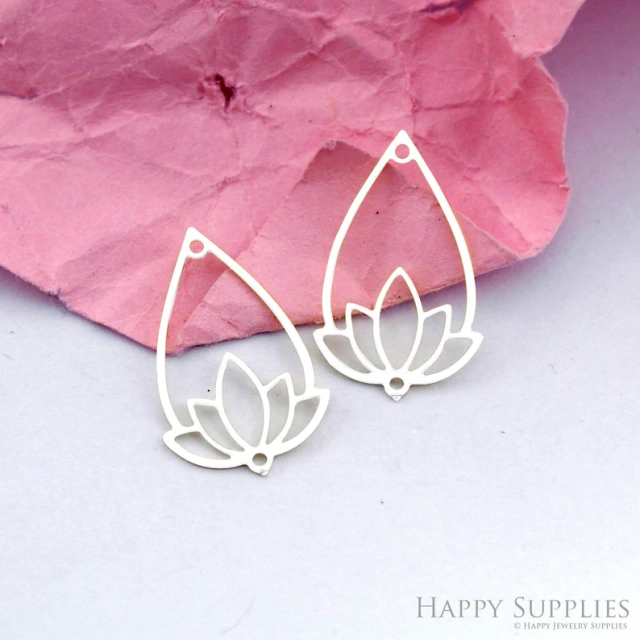Stainless Steel Jewelry Charms, Lotus Stainless Steel Earring Charms, Stainless Steel Silver Jewelry Pendants, Stainless Steel Silver Jewelry Findings, Stainless Steel Pendants Jewelry Wholesale (D2179)