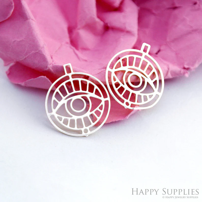 Stainless Steel Jewelry Charms, Eye Stainless Steel Earring Charms, Stainless Steel Silver Jewelry Pendants, Stainless Steel Silver Jewelry Findings, Stainless Steel Pendants Jewelry Wholesale (D2143)