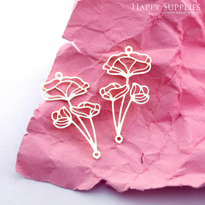 Stainless Steel Jewelry Charms, Flower Stainless Steel Earring Charms, Stainless Steel Silver Jewelry Pendants, Stainless Steel Silver Jewelry Findings, Stainless Steel Pendants Jewelry Wholesale (D2185)