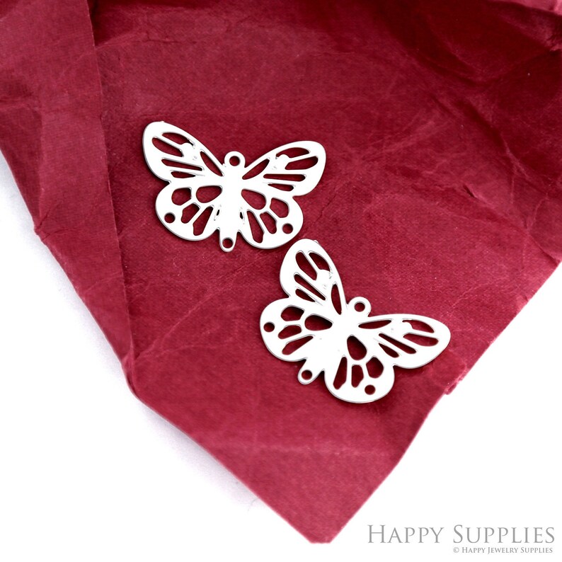 Stainless Steel Jewelry Charms, Butterfly Stainless Steel Earring Charms, Stainless Steel Silver Jewelry Pendants, Stainless Steel Silver Jewelry Findings, Stainless Steel Pendants Jewelry Wholesale (D2272)