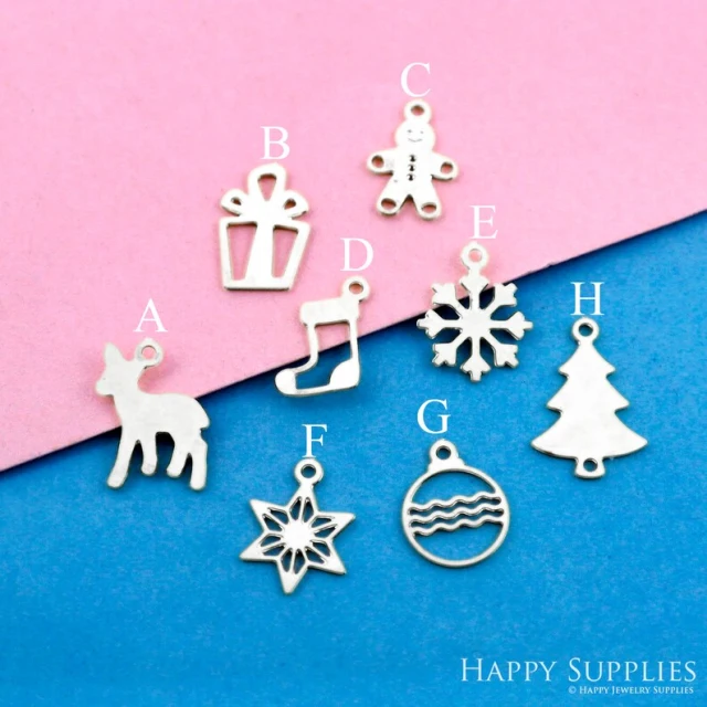 Stainless Steel Jewelry Charms, Christmas Stainless Steel Earring Charms, Stainless Steel Silver Jewelry Pendants, Stainless Steel Silver Jewelry Findings, Stainless Steel Pendants Jewelry Wholesale (D2482)