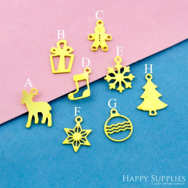 Stainless Steel Jewelry Charms, Christmas Stainless Steel Earring Charms, Stainless Steel Silver Jewelry Pendants, Stainless Steel Silver Jewelry Findings, Stainless Steel Pendants Jewelry Wholesale (D2482)