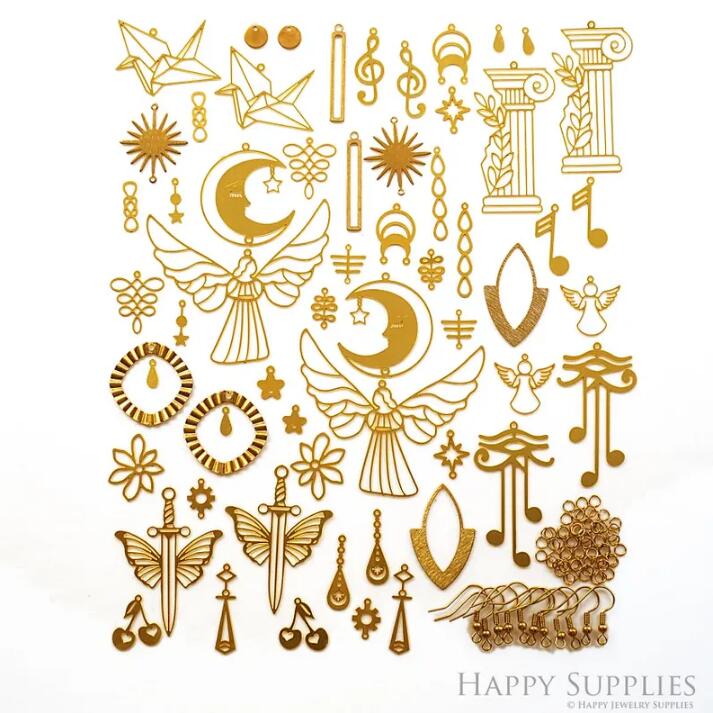 60pcs(1set) Bulk Charms Raw Brass Earring Charm, Brass Jewelry Charms, Eyes Raw Brass Earring Charms, Brass Jewelry Pendants, Raw Brass Jewelry Findings, Brass Pendants Jewelry Wholesale (RHD052)
