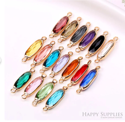 50pcs Oval Geometric Shape Zircon Connector Charm,Glass Oval Bracelet Earring Charms,Crystal Gemstone Earring Pendant Charm Wholesale(TR-143)