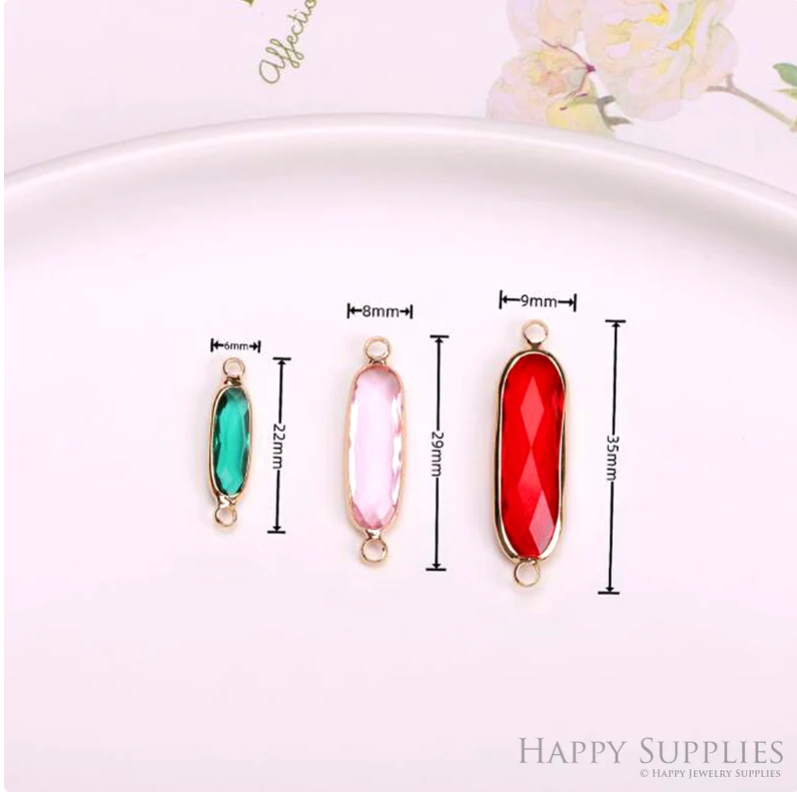 50pcs Oval Geometric Shape Zircon Connector Charm,Glass Oval Bracelet Earring Charms,Crystal Gemstone Earring Pendant Charm Wholesale(TR-143)